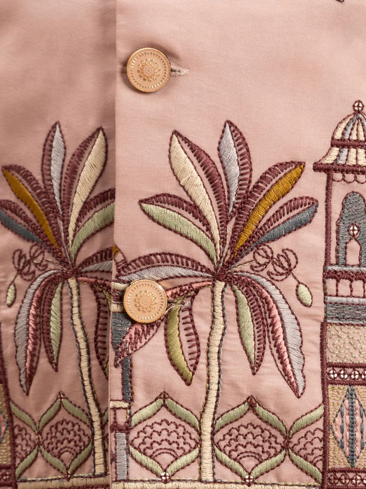 Odette Light Pink Viscose Silk Embroidered Stitched Kurta Set For Kids - Image 5