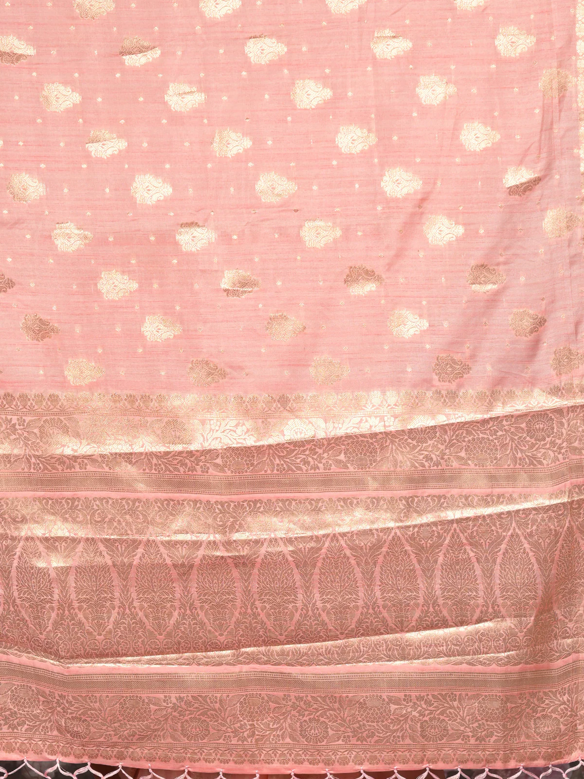 Odette Light Pink Woven Silk Blend Saree With Unstitched Blouse For Women - Image 5