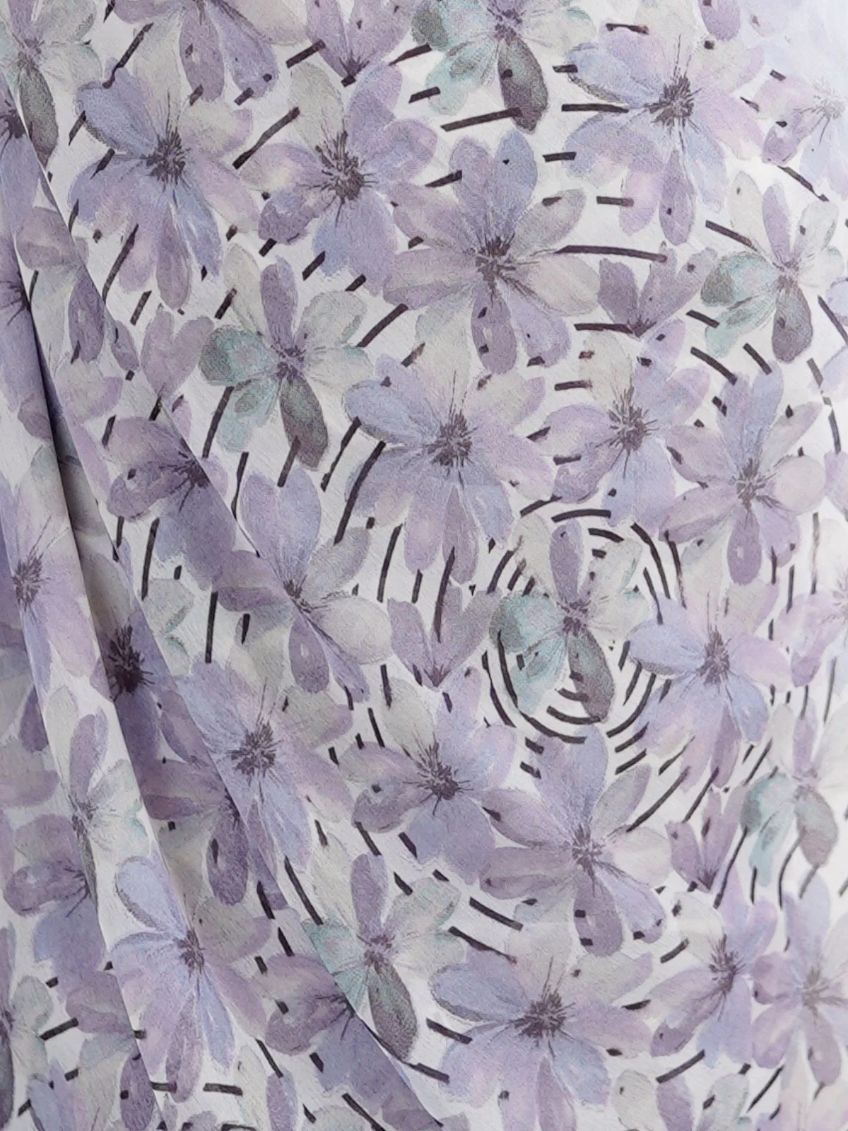 Odette Light Purple Linen Cotton Printed Saree For Women - Image 5