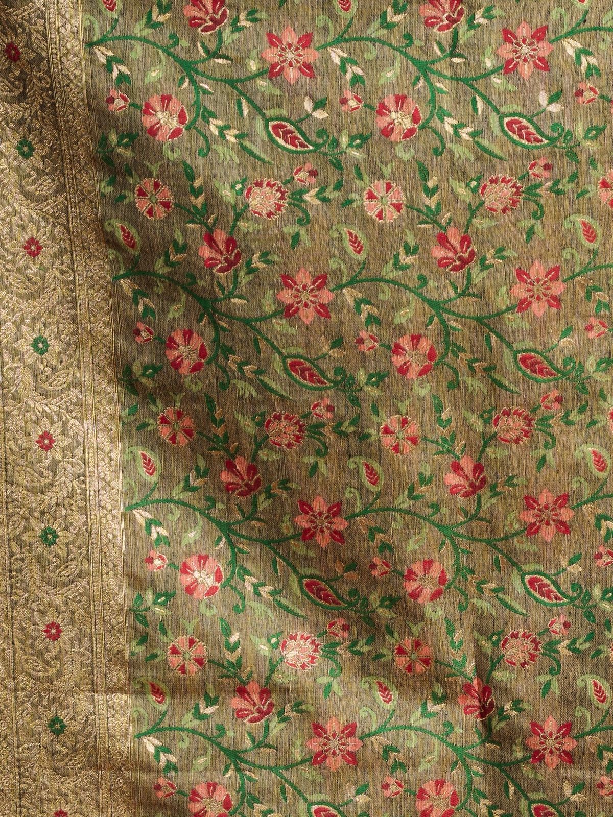 Odette Light Yellow Cotton Blend Woven Saree For Women - Image 5