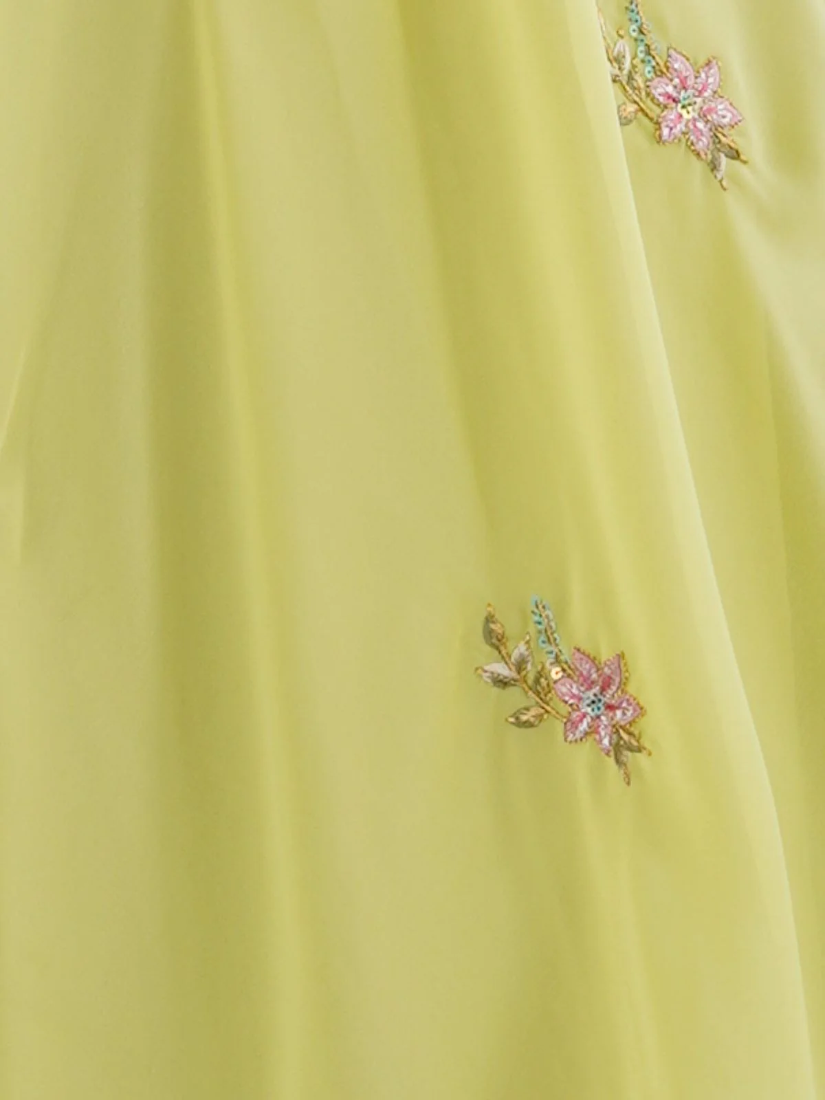 Odette Lime Green Stitched Gown With Dupatta For Women - Image 5