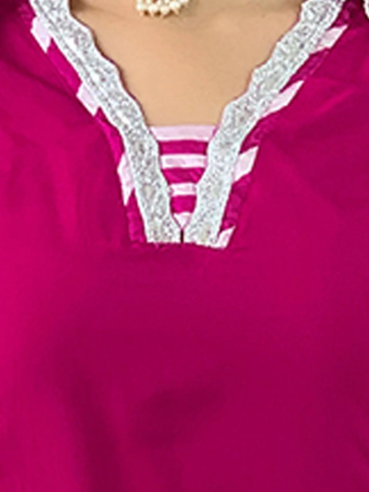 Odette Magenta Embroidered Viscose Silk Stitched Kurta Salwar Set For Women - Image 6
