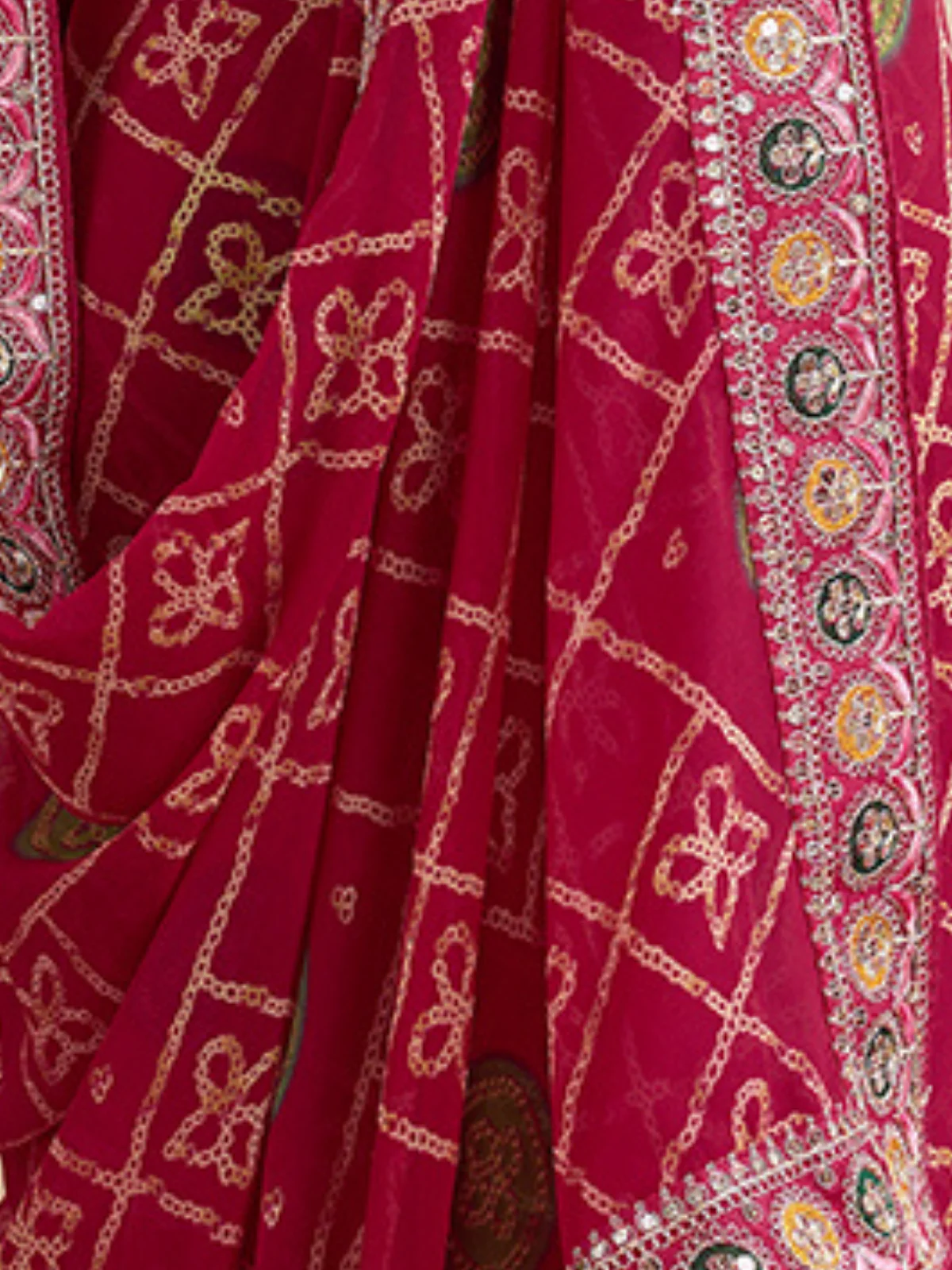 Odette Magenta Georgette Embroidered Saree For Women - Image 5
