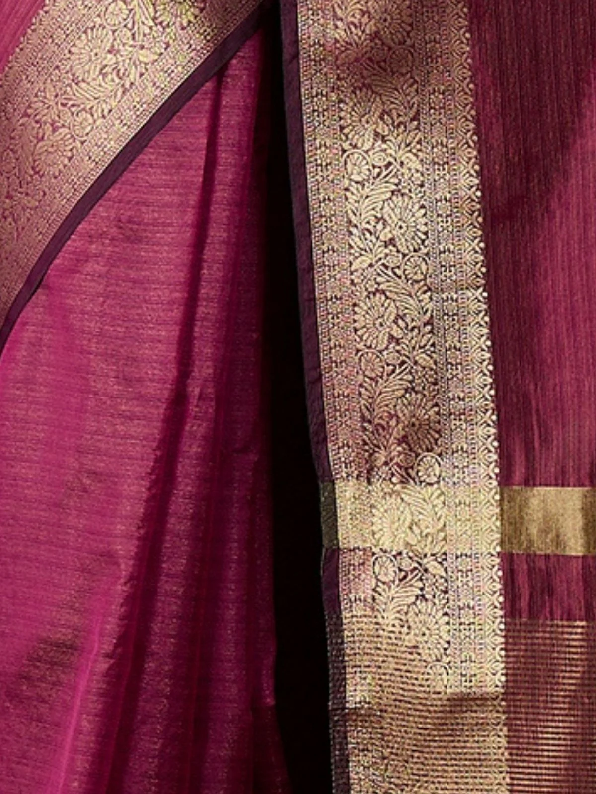 Odette Magenta Organza Woven Saree With Unstitched Blouse For Women - Image 6