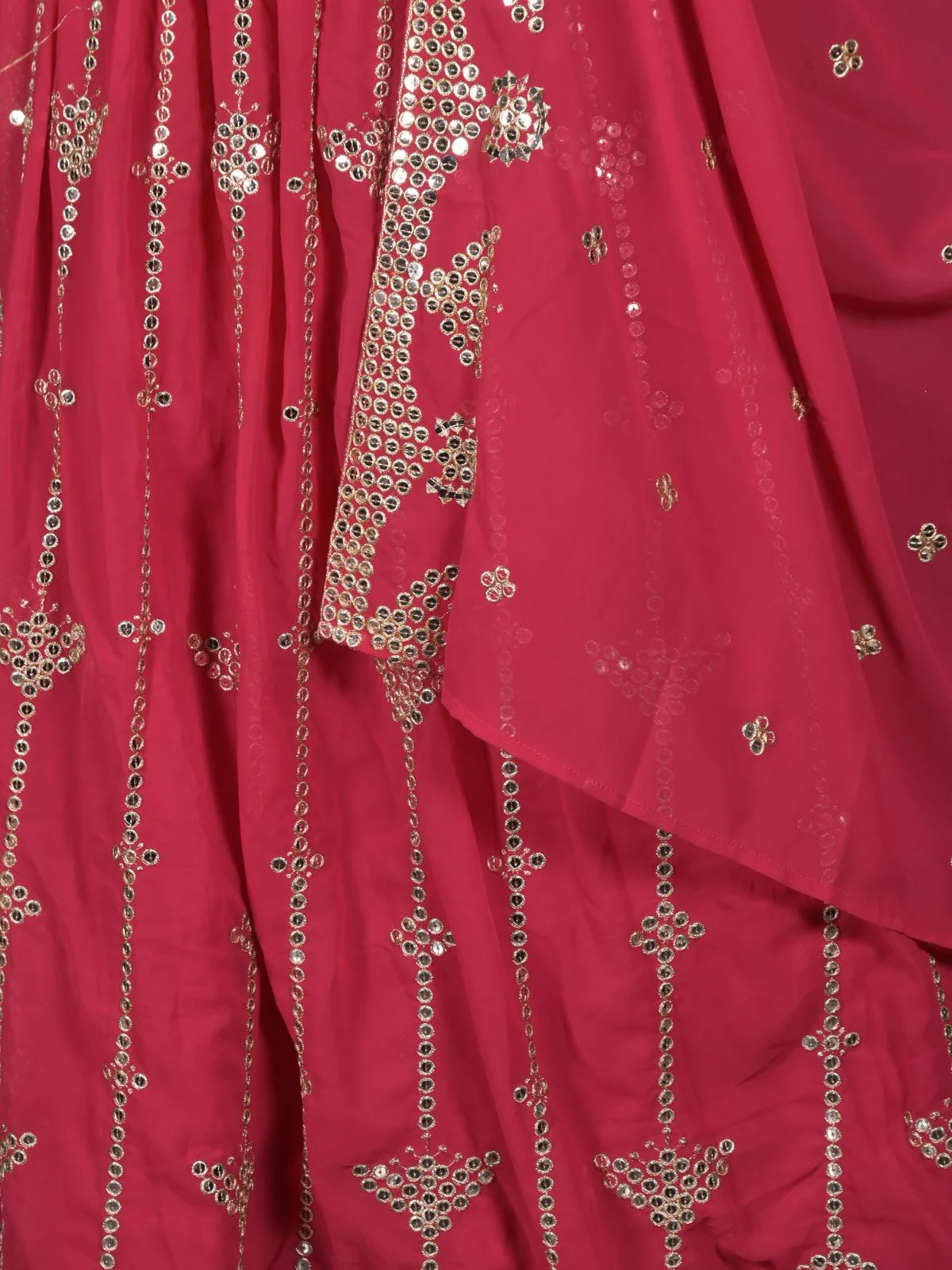 Odette Magenta Sequins Embroidered Semi-Stitched Georgette Lehenga with Unstitched Blouse for Women - Image 5
