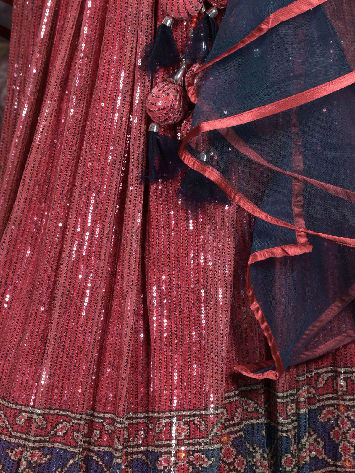 Odette Magenta Sequins Embroidered Stitched Net Lehenga With Stitched Blouse For Women - Image 5
