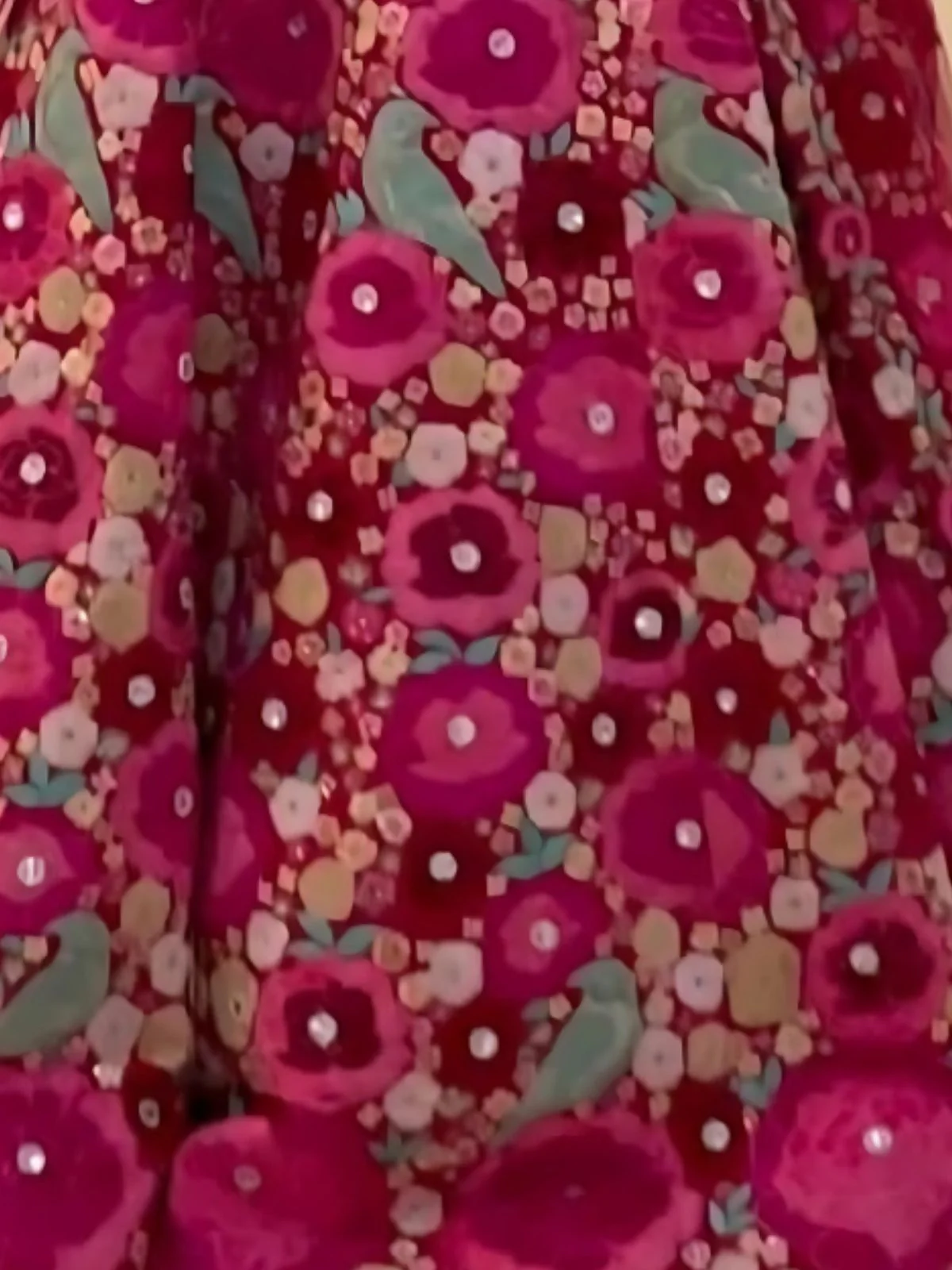 Odette Magenta Velvet Embroidered Semi-Stitched Lehenga For Women - Image 3