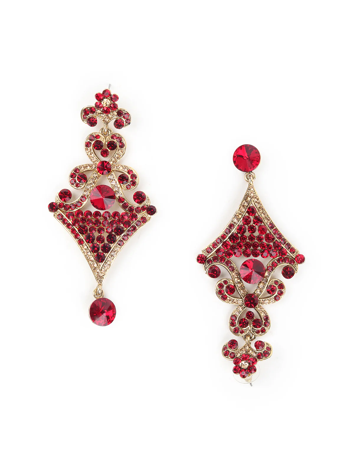 Odette Maroon and White Gemstone Embellished Jewellery Set with Maangtika for Women - Image 5