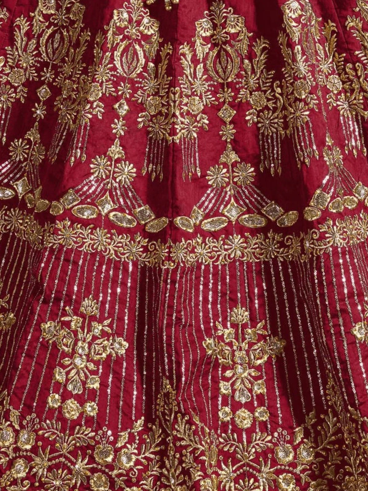 Odette Maroon Art Silk Embroidered Semi Stitched Lehenga With Blouse For Women - Image 6
