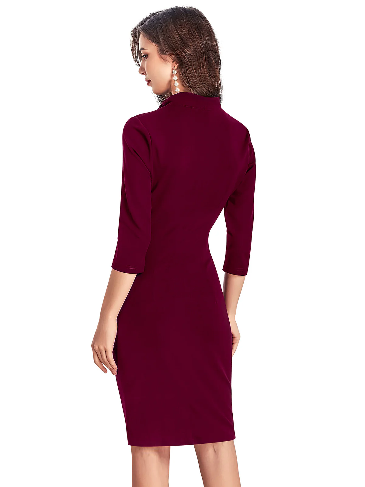 Odette Maroon Bodycon Knit Fabric For Women - Image 4