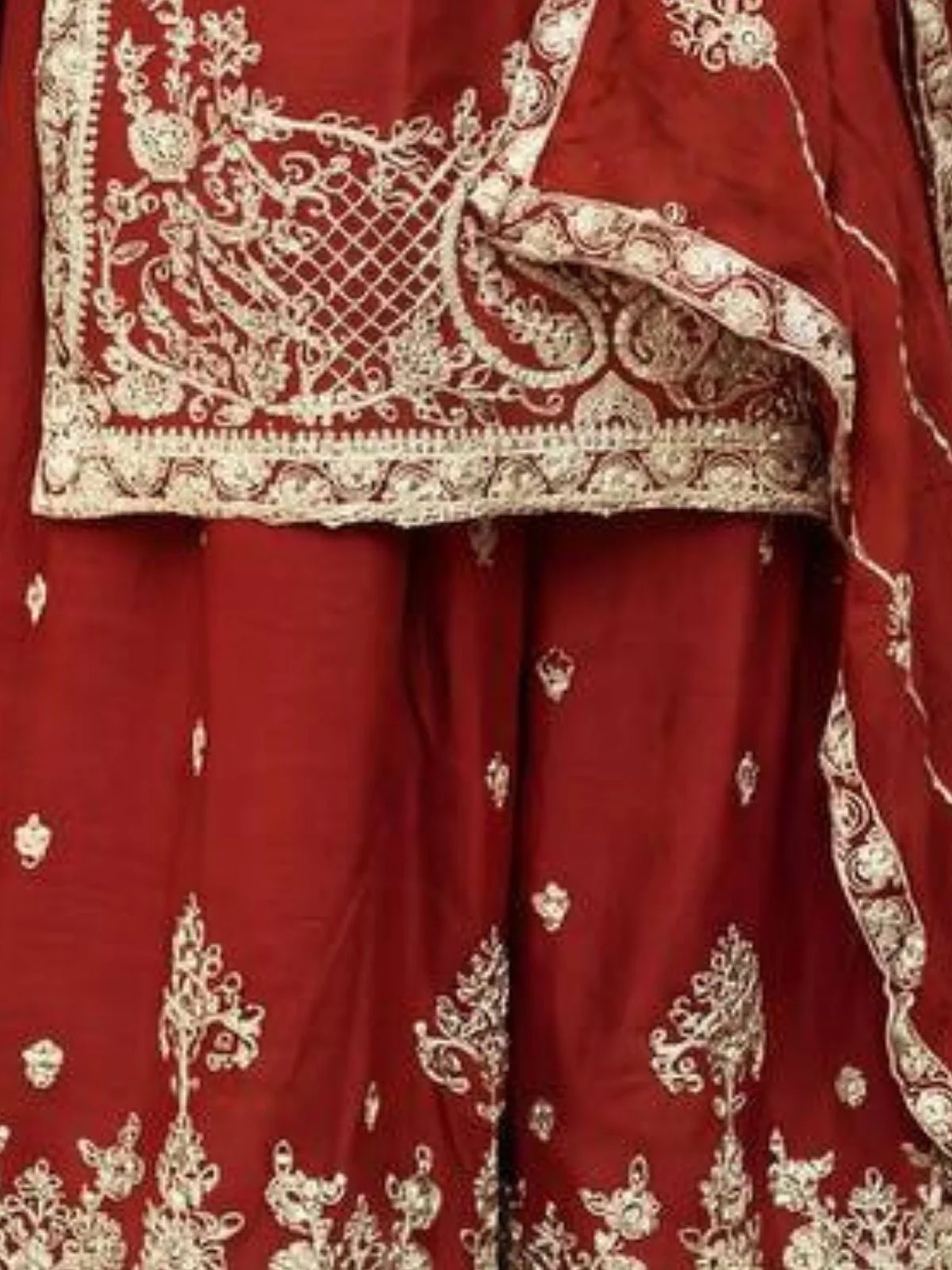 Odette Maroon Chinon Solid Stitched Kurta Set For Women - Image 5
