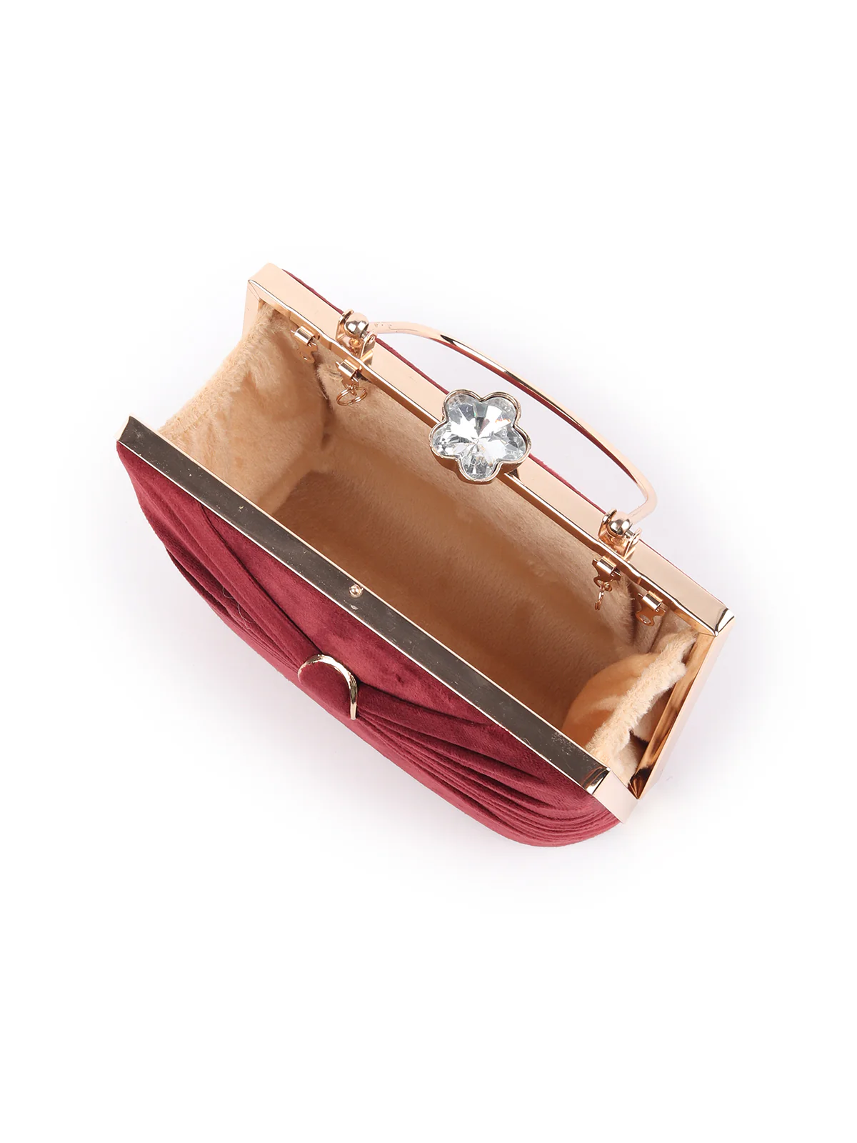 Odette Maroon Embellished Bridal Clutch For Women - Image 6