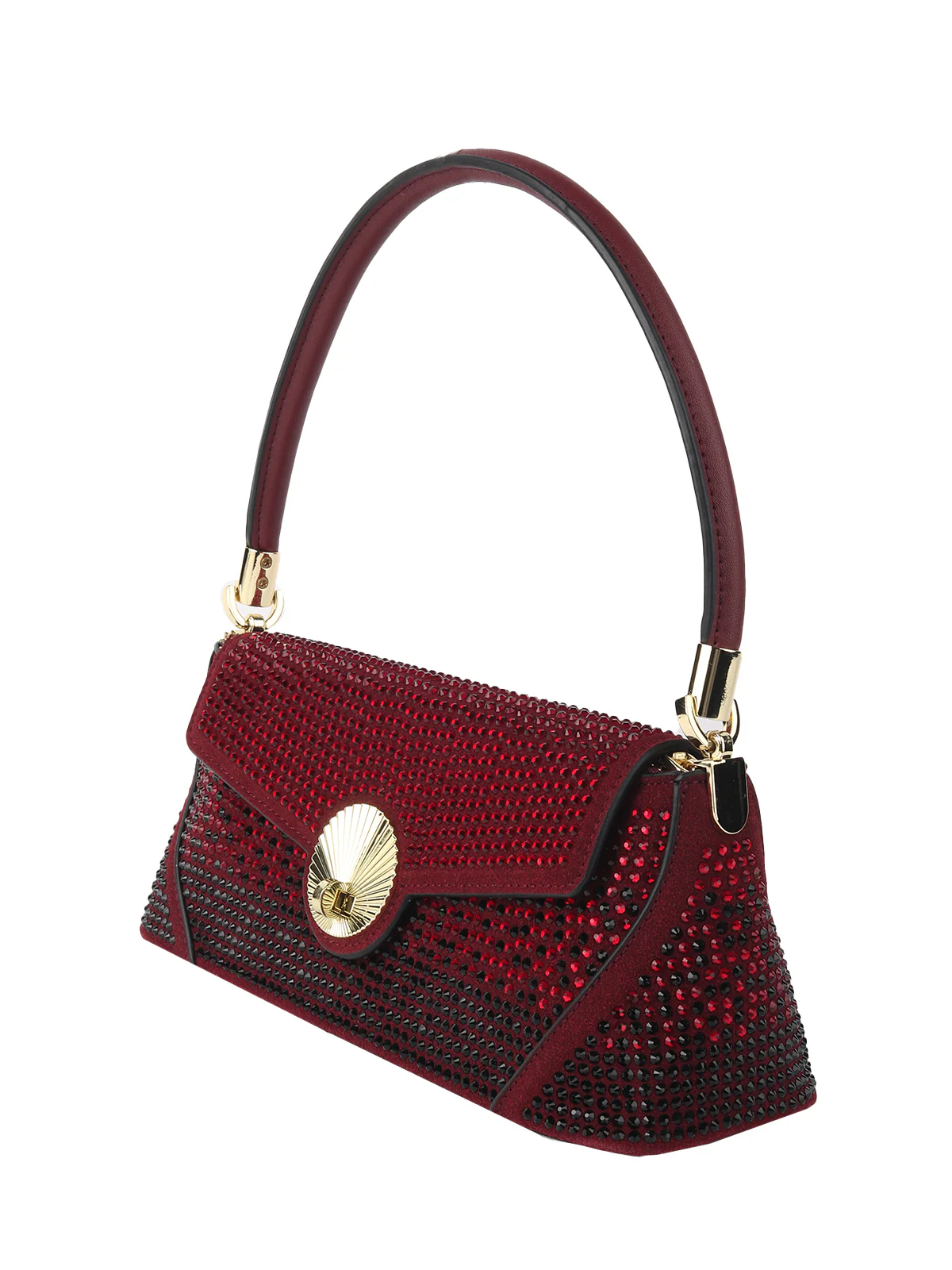 Odette Maroon Embellished Clutch For Women - Image 4