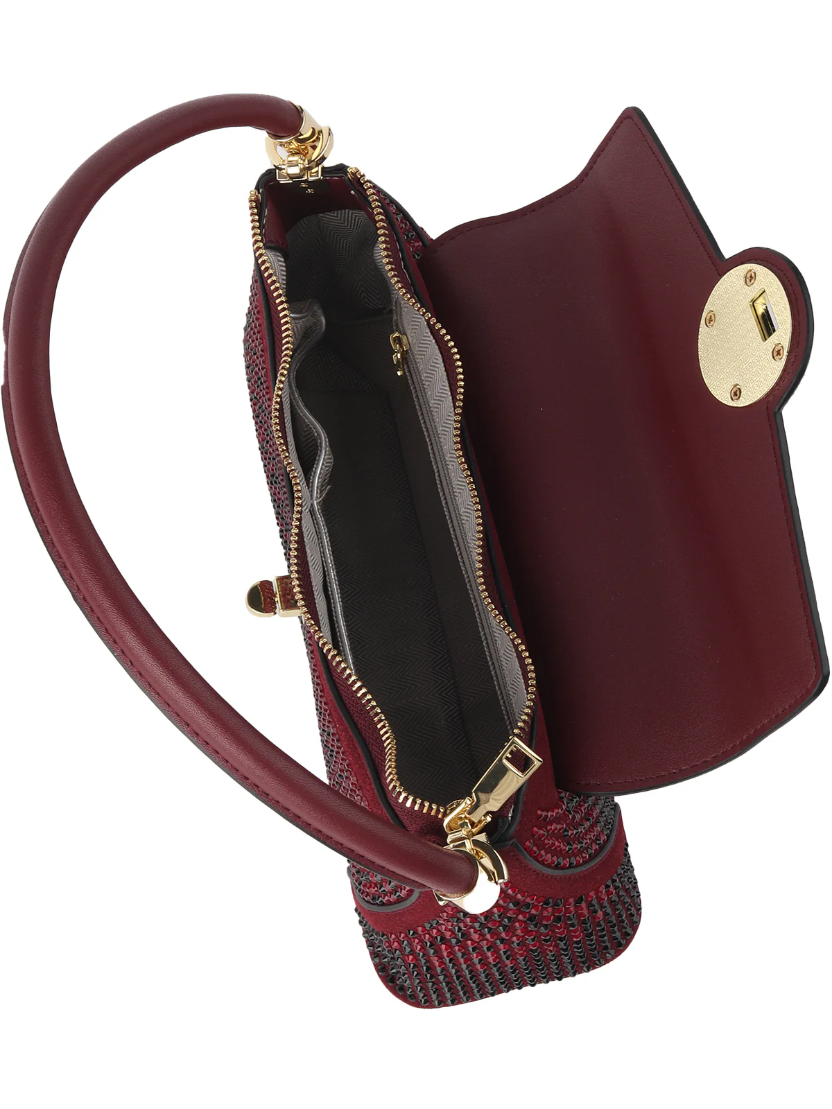 Odette Maroon Embellished Clutch For Women - Image 6