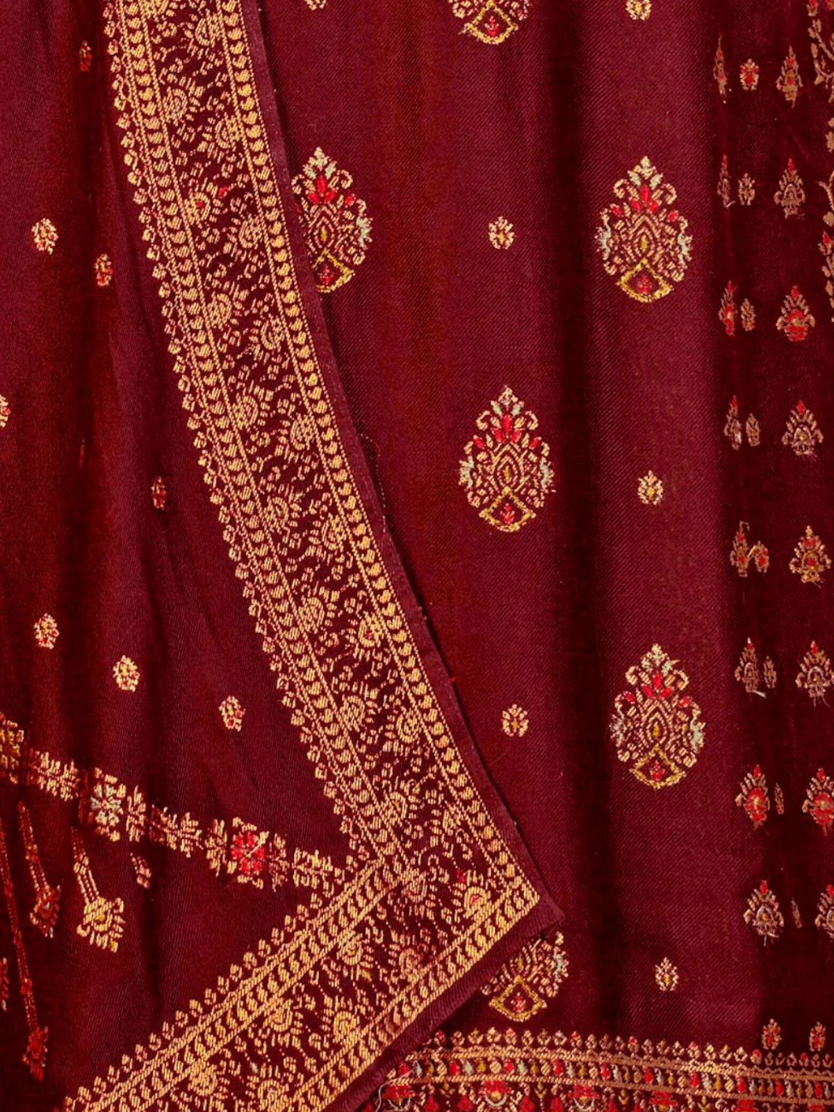 Odette Maroon Embroidered Viscose Semi Stitched Kurta Set For Women - Image 4