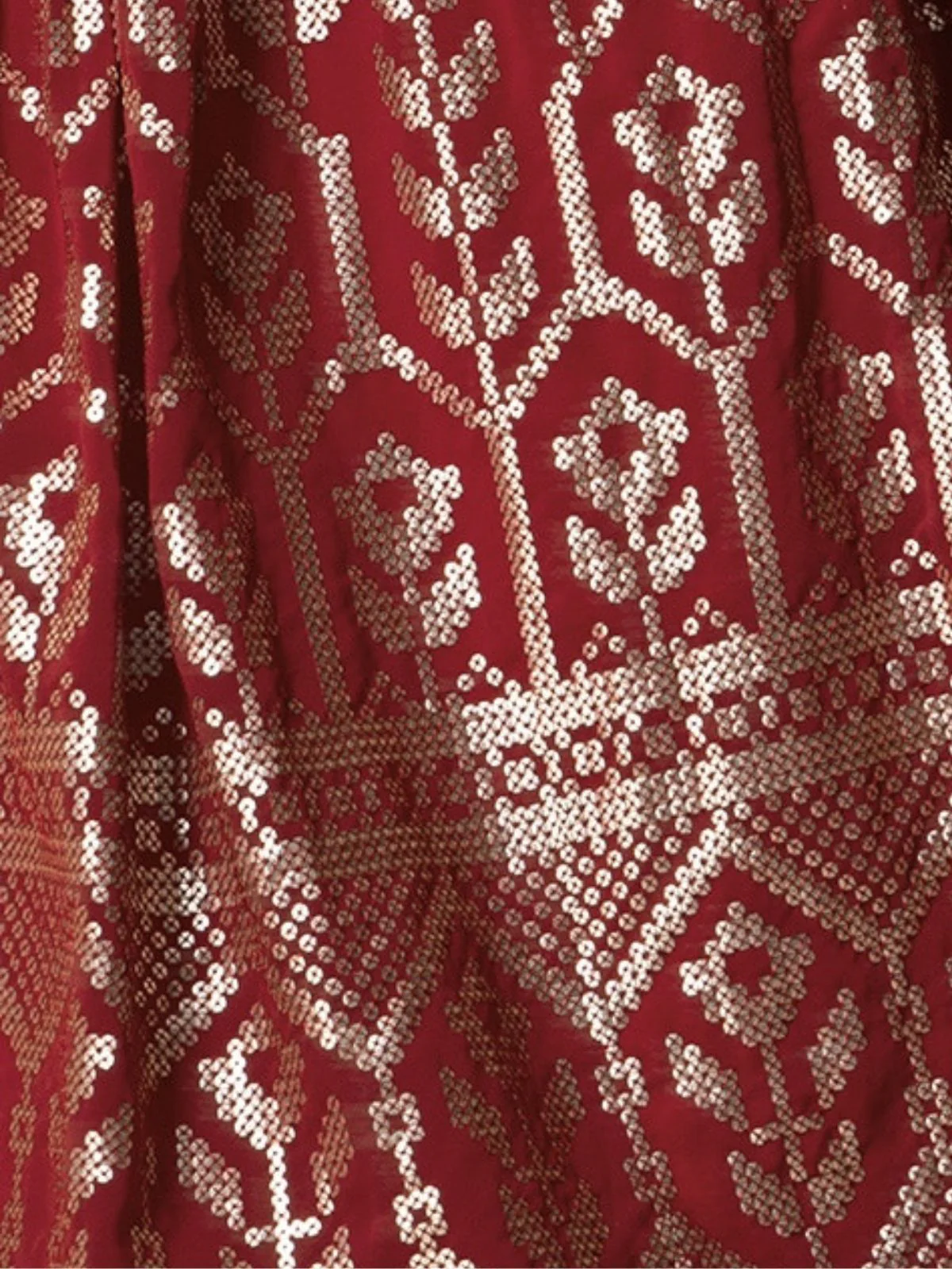 Odette Maroon Georgette Embellished Semi-Stitched Lehenga For Women - Image 4