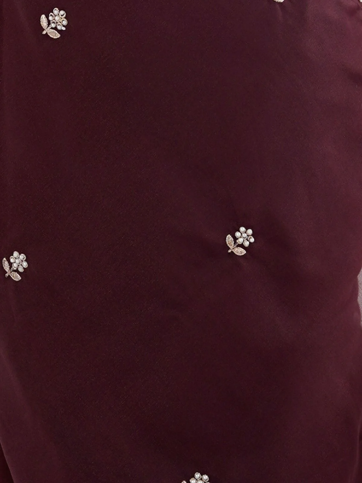 Odette Maroon Georgette Embroidered Saree For Women - Image 5