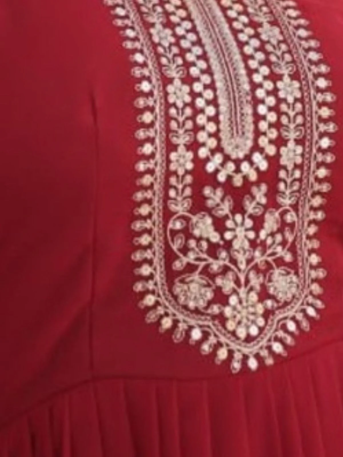 Odette Maroon Georgette  Embroidered Stitched Gown With Dupatta For Women - Image 7