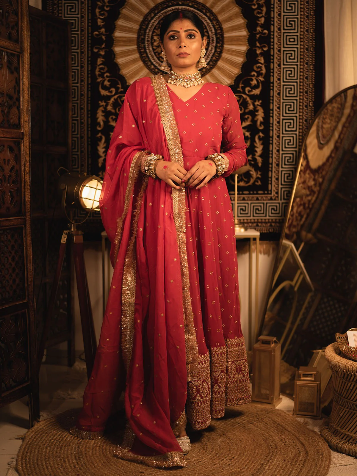 Odette Maroon Georgette Embroidery Stitched Salwar Suit Set For Women - Image 3