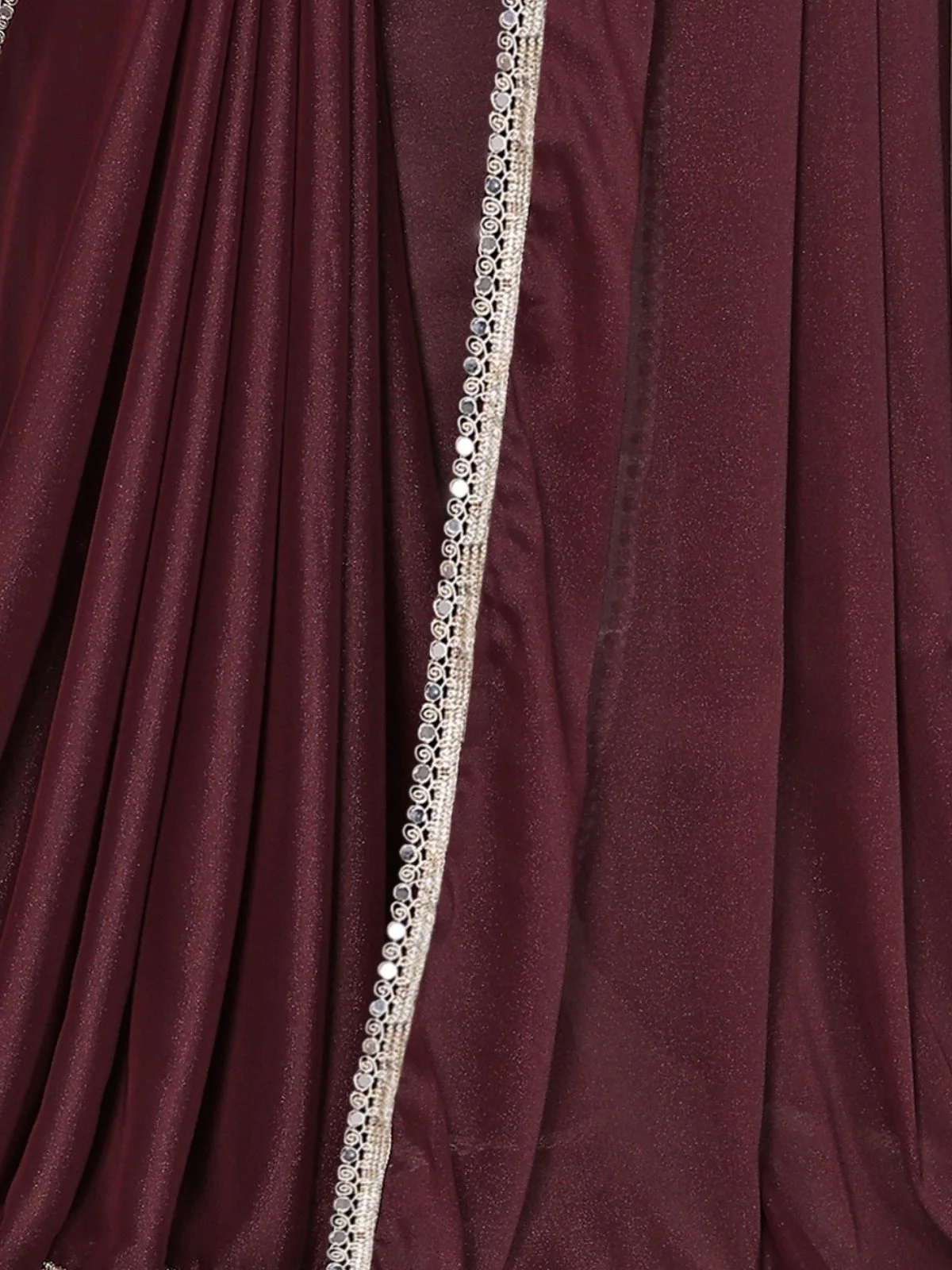 Odette Maroon Georgette Plain Saree With Unstitched Blouse For Women - Image 6
