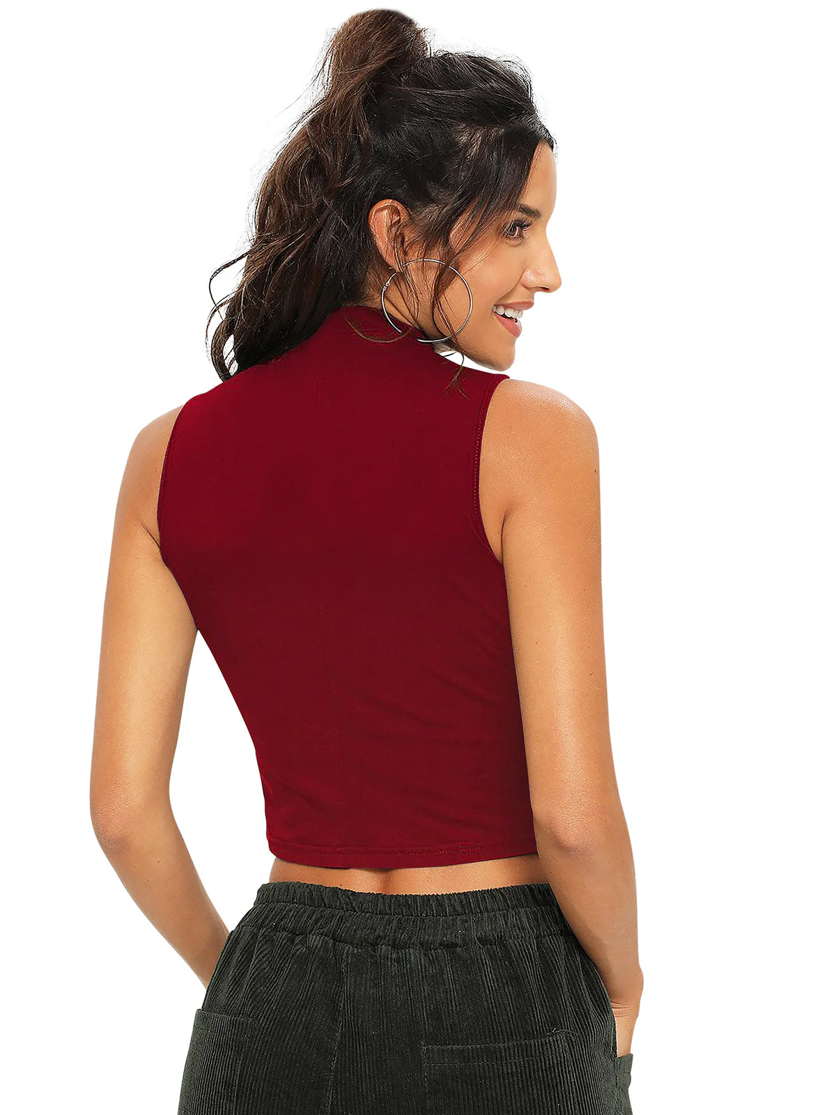Odette Maroon Knit Fabric Top For Women - Image 4