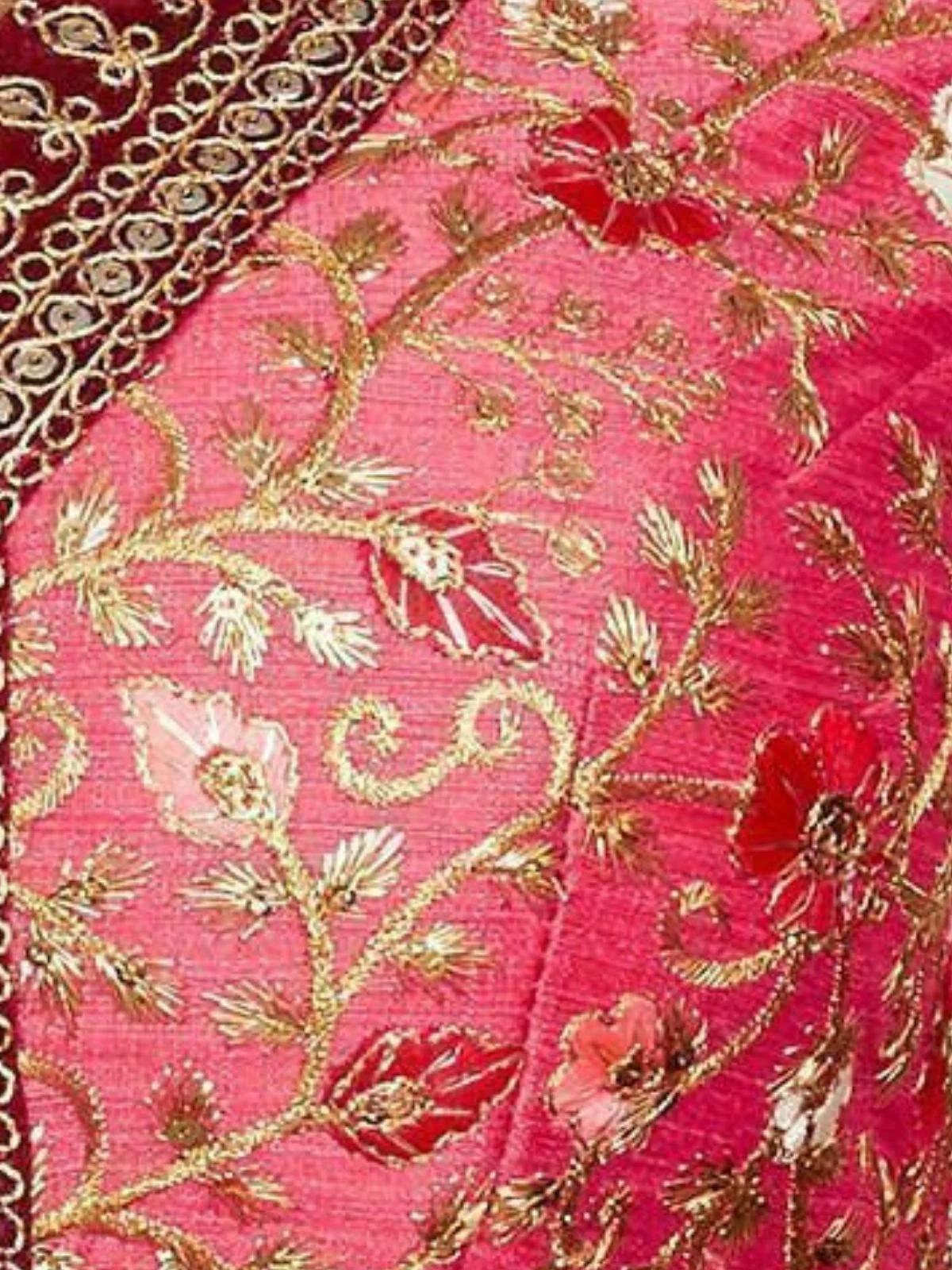 Odette Maroon Organza Printed Semi-Stitched lehenga For Women - Image 4