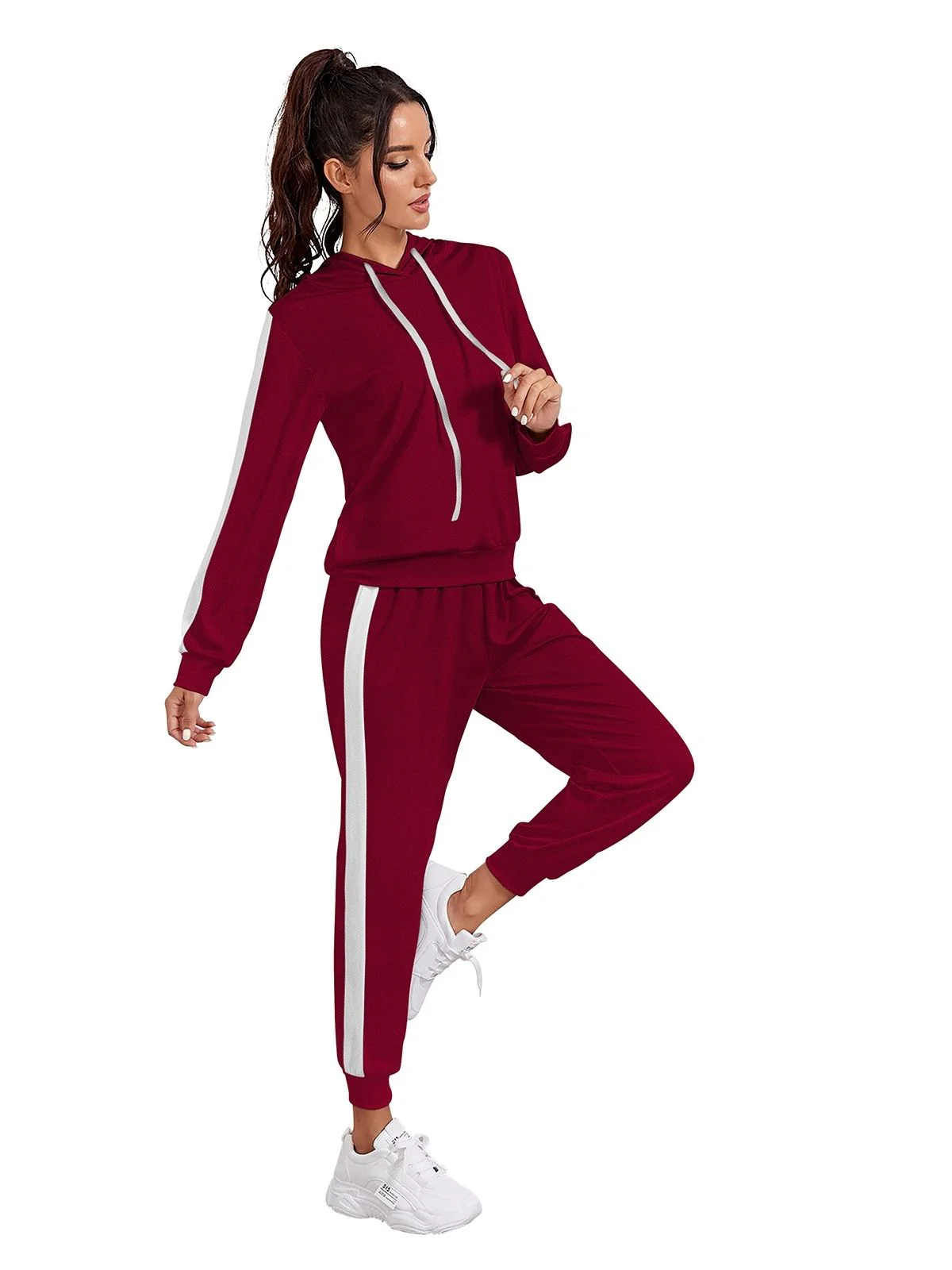 Odette Maroon Polyester Patterned Co-Ord Set For Women - Image 3
