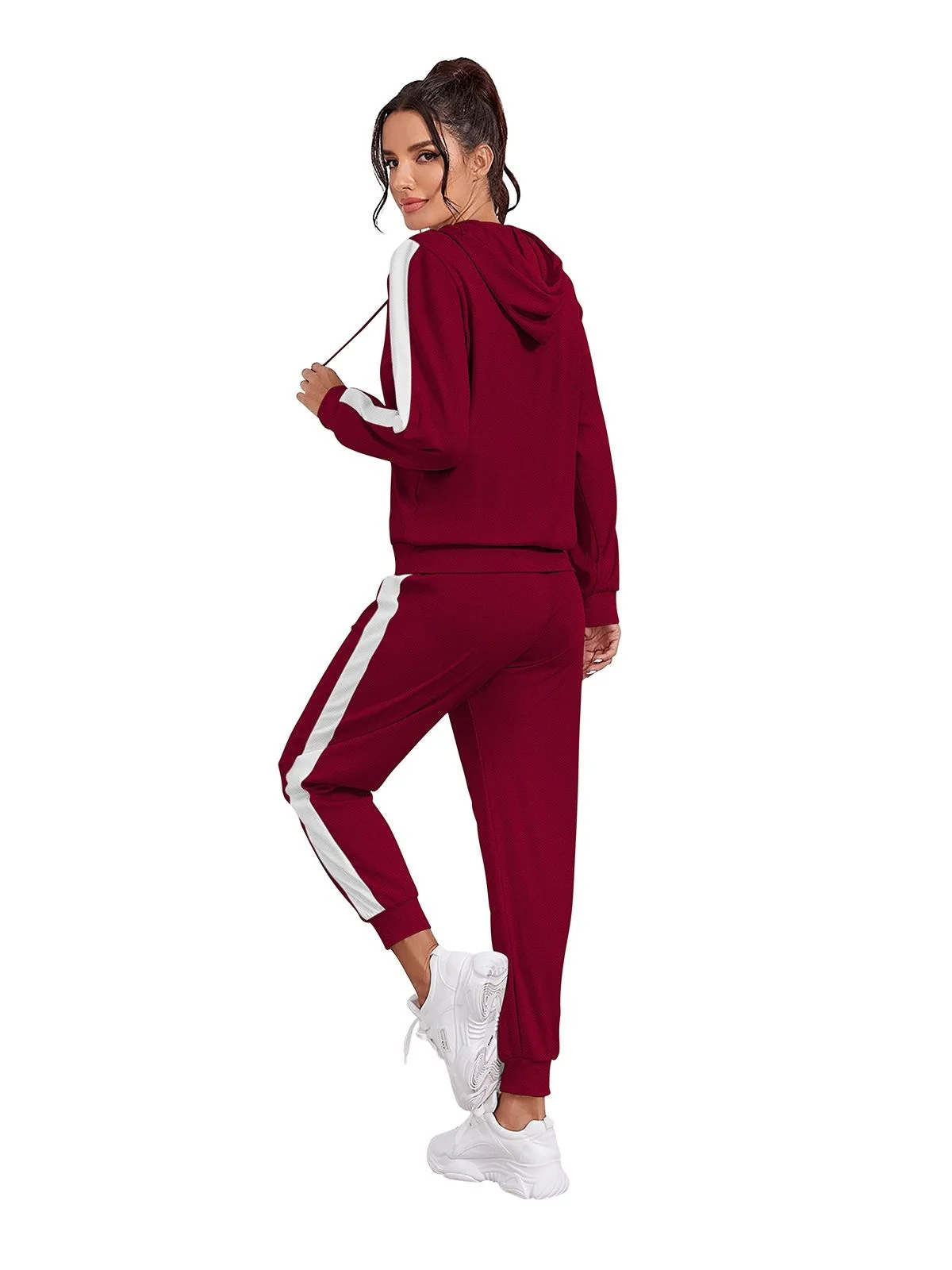 Odette Maroon Polyester Patterned Co-Ord Set For Women - Image 4