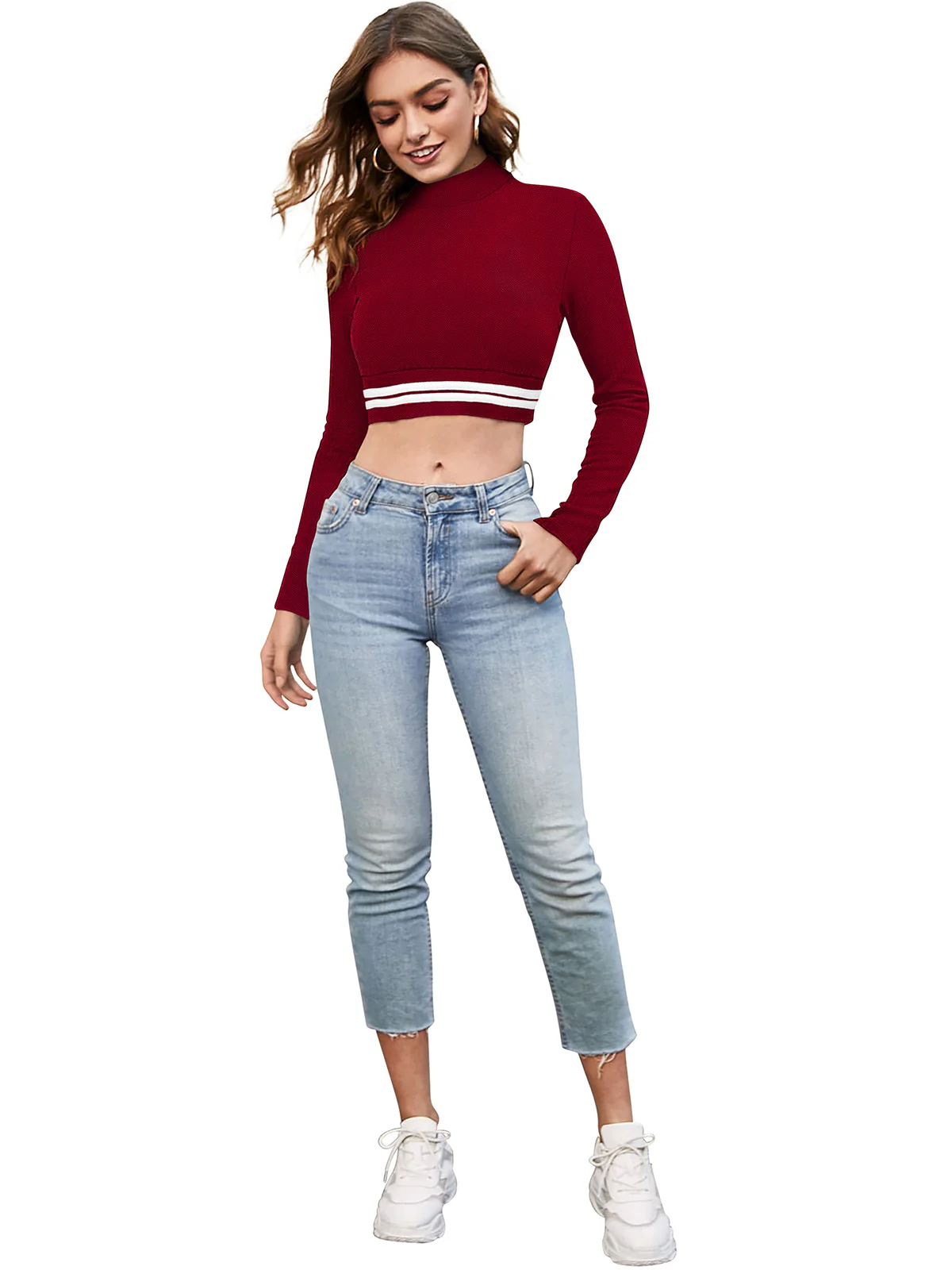 Odette Maroon Polyester Solid Top For Women - Image 5