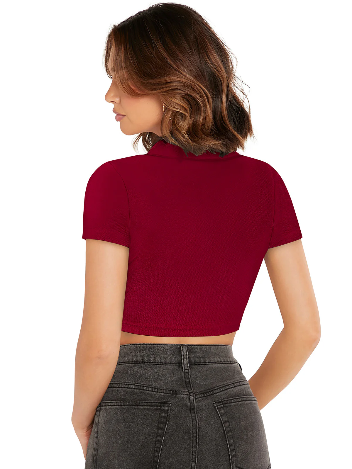 Odette Maroon Polyester Solid Top For Women - Image 4