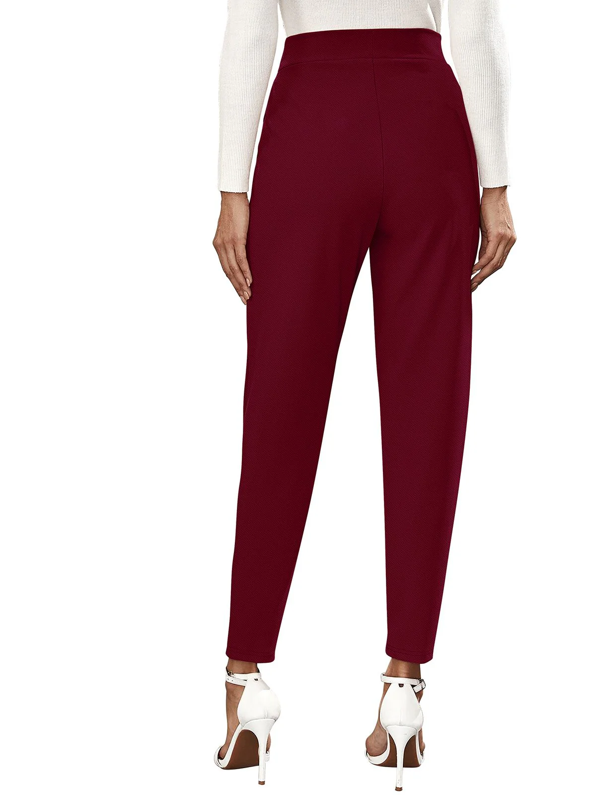 Odette Maroon Polyester Trouser For Women - Image 5