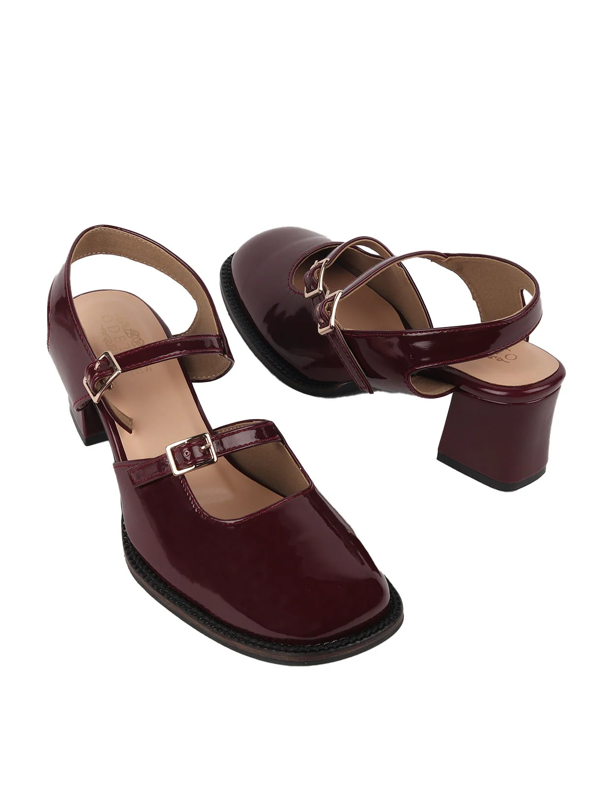 Odette Maroon PU Solid Shoes For Women - Image 3