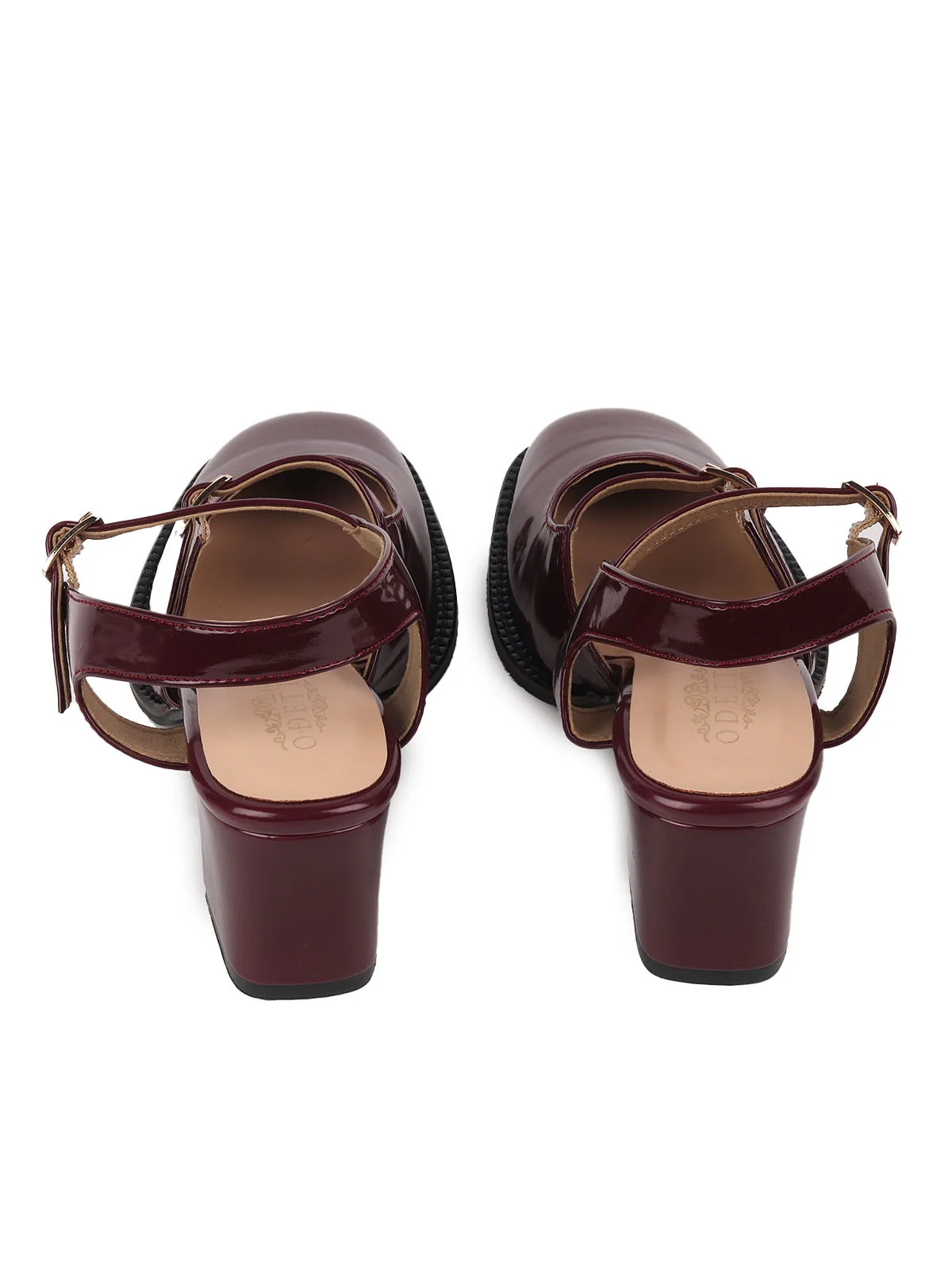 Odette Maroon PU Solid Shoes For Women - Image 5