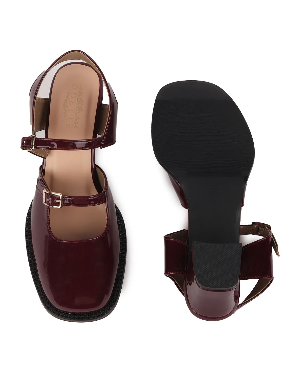Odette Maroon PU Solid Shoes For Women - Image 6