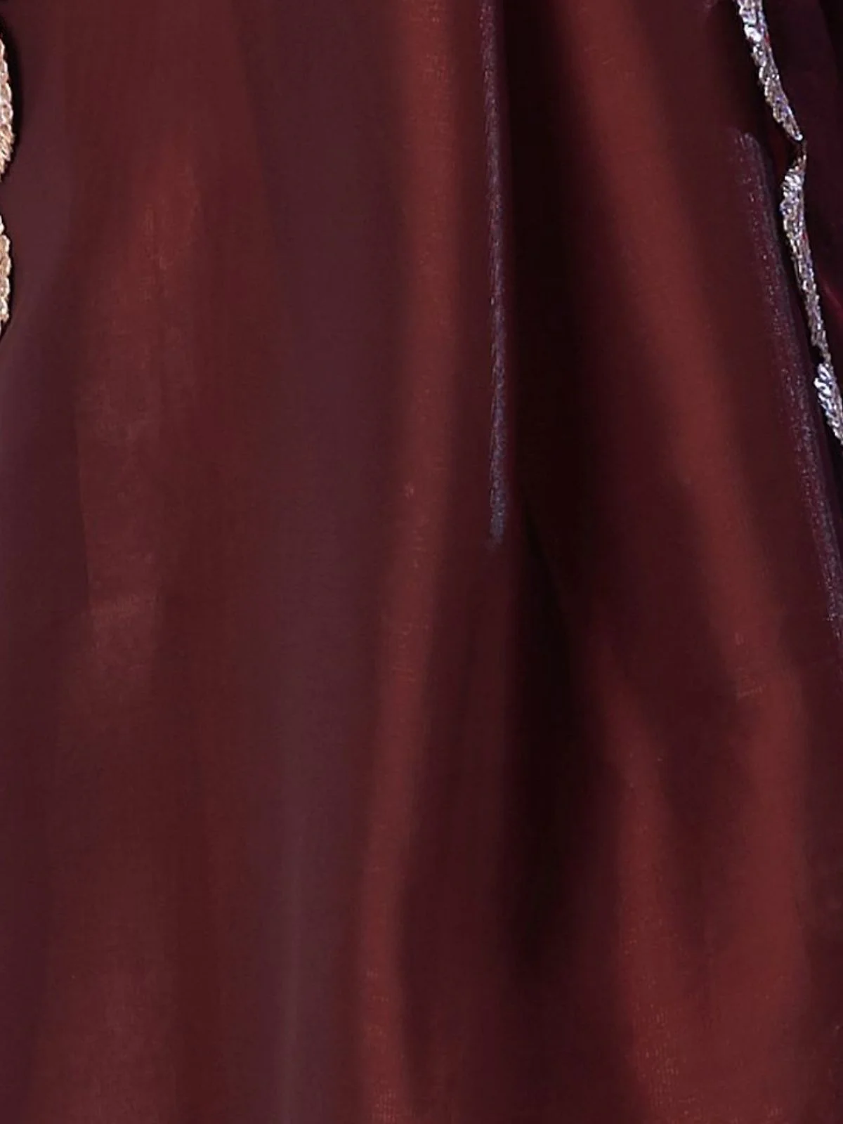 Odette Maroon Satin Lace Work Saree With Unstitched Blouse For Women - Image 6