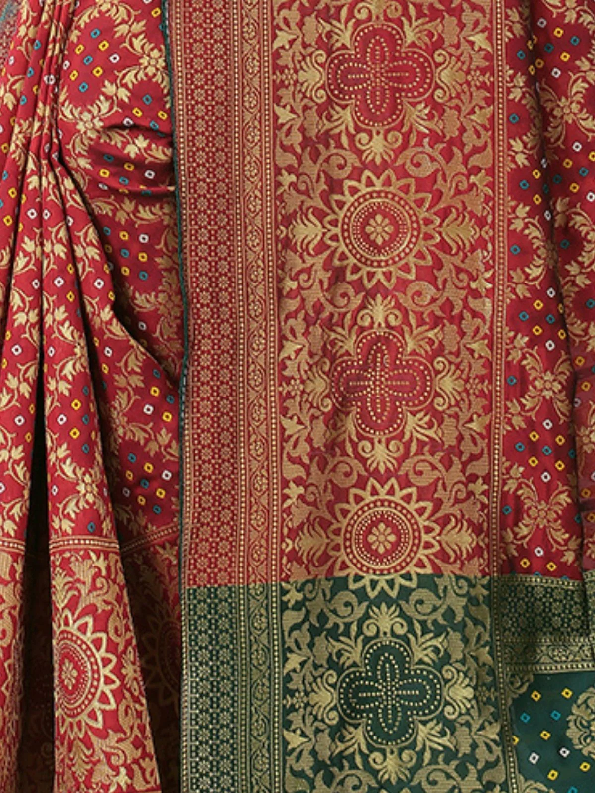 Odette Maroon Silk Blend Embellished Saree For Women - Image 5