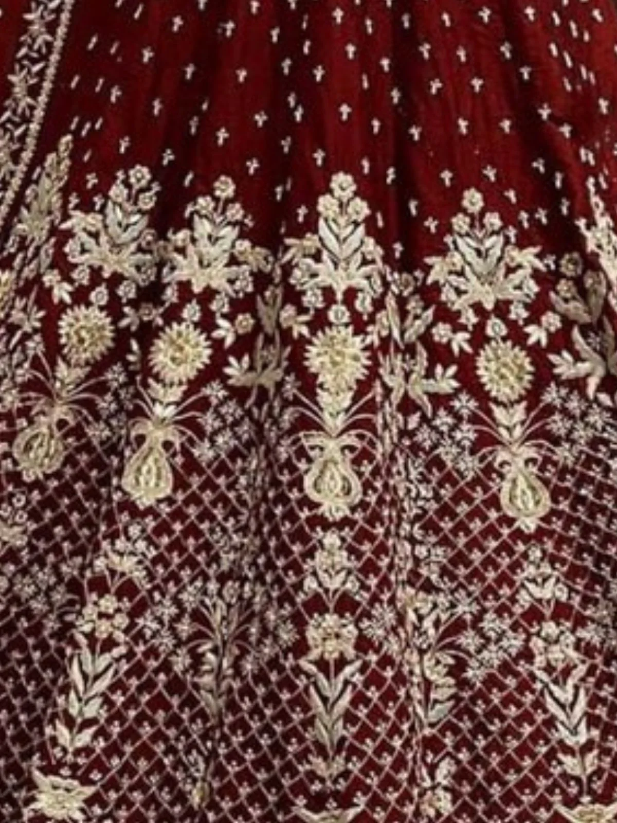 Odette Maroon Silk Blend Embroidered Semi-Stitched Lehenga For Women - Image 3