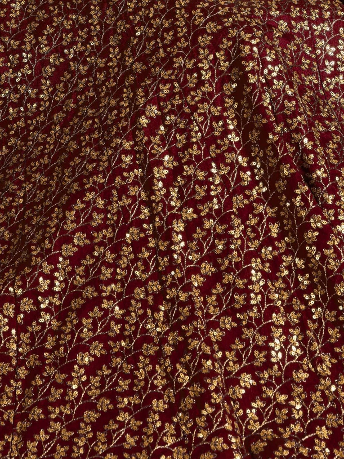 Odette Maroon Silk Blend Embroidered Semi Stitched Lehenga With Blouse For Women - Image 5