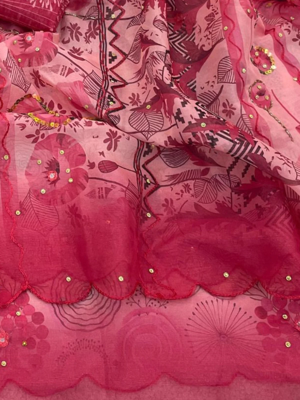 Odette Maroon Silk Printed Saree For Women - Image 5