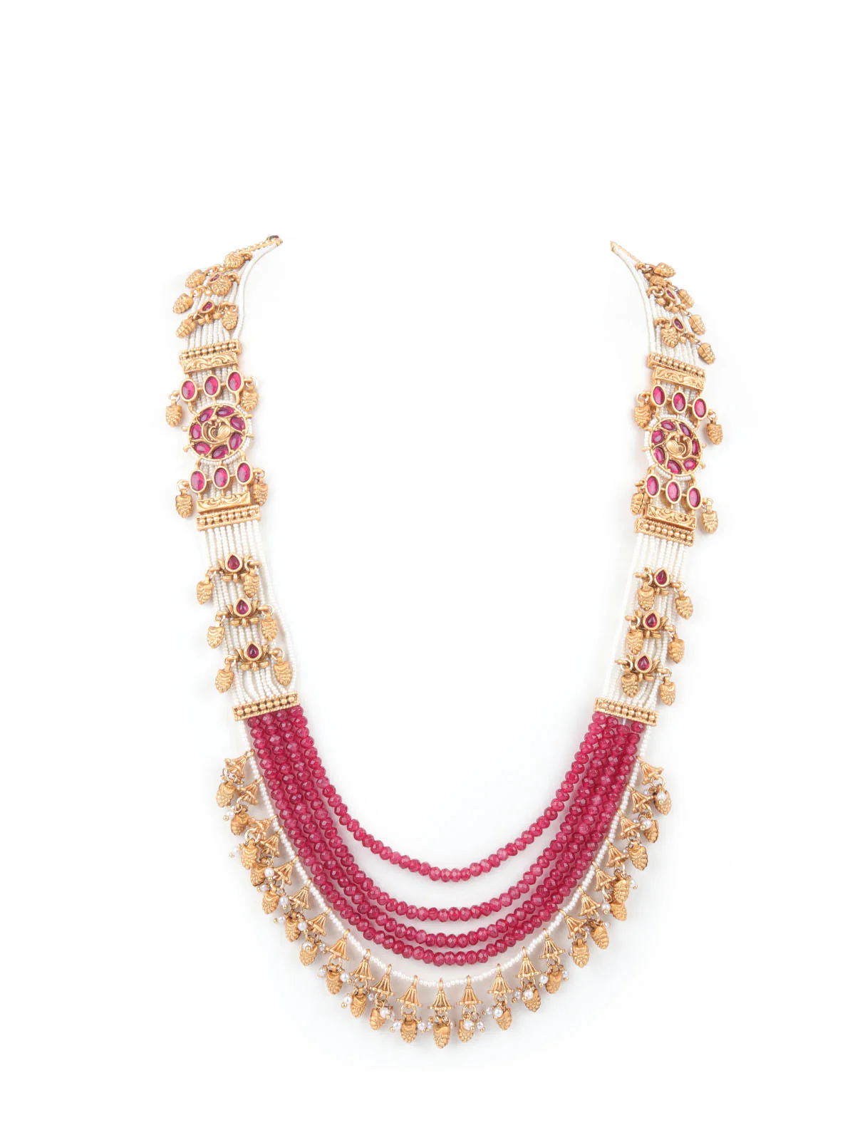 Odette Maroon & White Alloy Embellished Jewellery Set For Women - Image 4