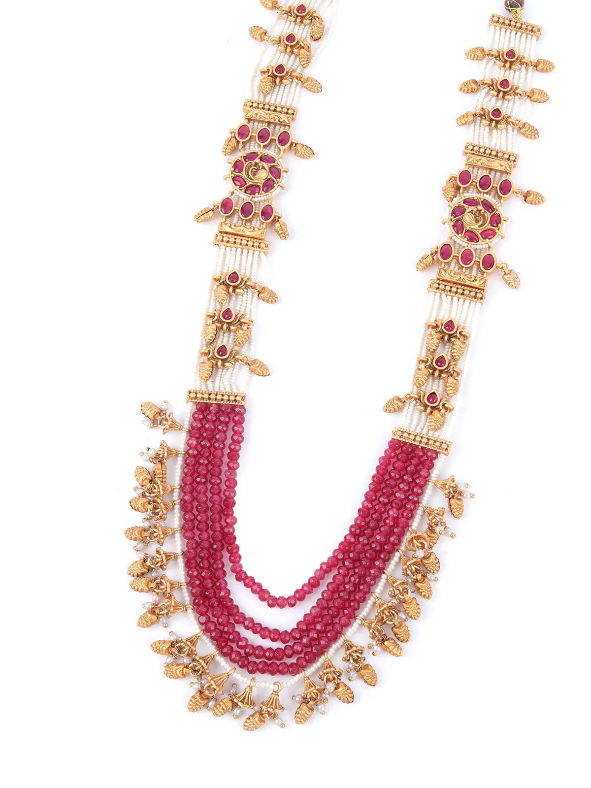 Odette Maroon & White Alloy Embellished Jewellery Set For Women - Image 6