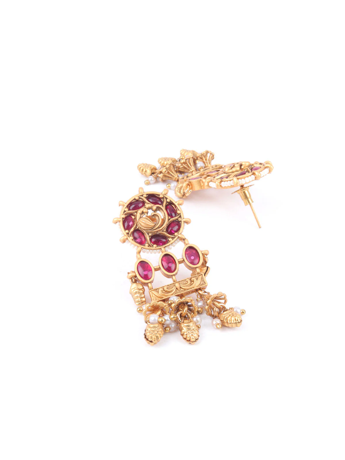 Odette Maroon & White Alloy Embellished Jewellery Set For Women - Image 7