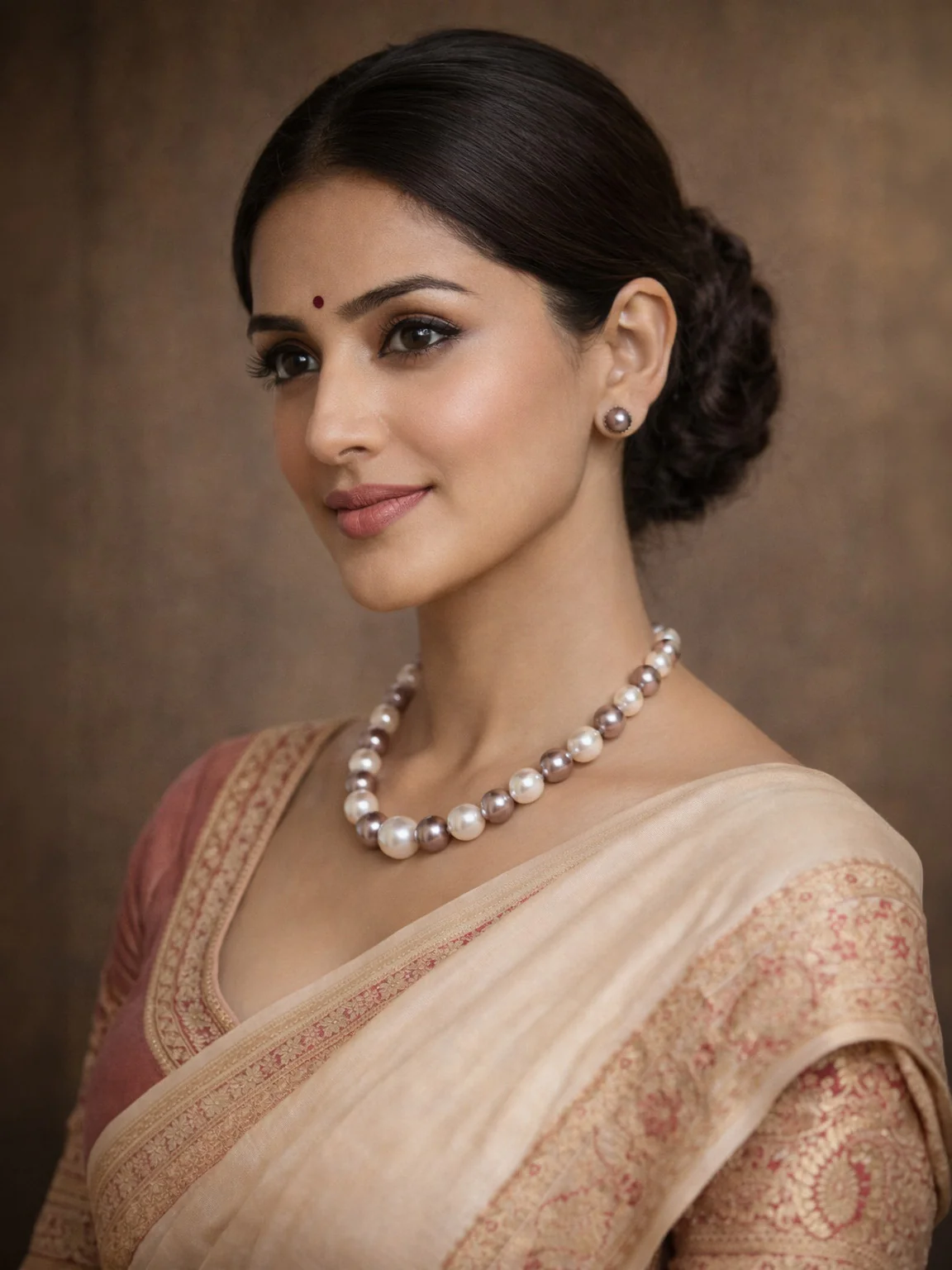 Odette Mauve Alloy Pearl Jewellery Set For Women - Image 2