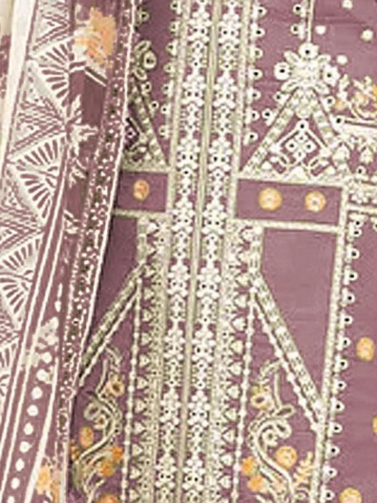 Odette Mauve Cotton Blend Embroidered Semi Stitched Kurta Set For Women - Image 3