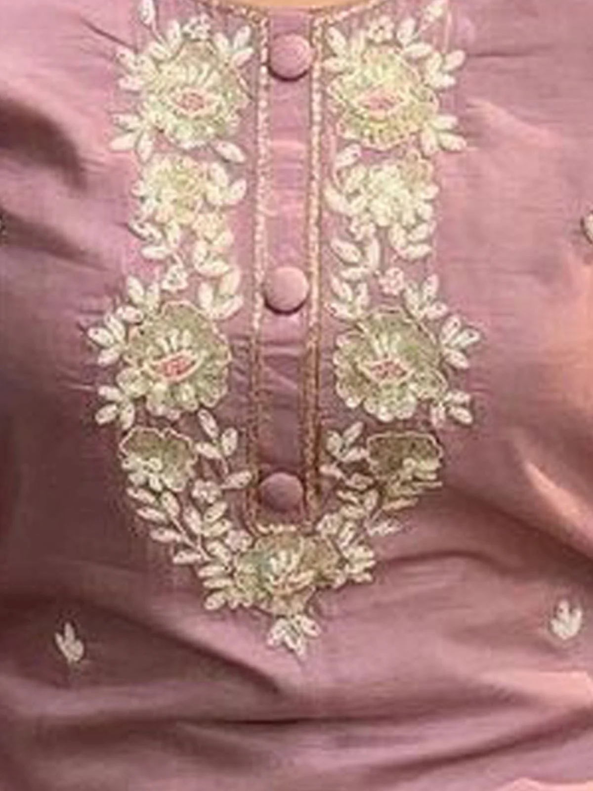 Odette Mauve Embroidered Viscose Silk Stitched Kurta Salwar Set For Women - Image 7