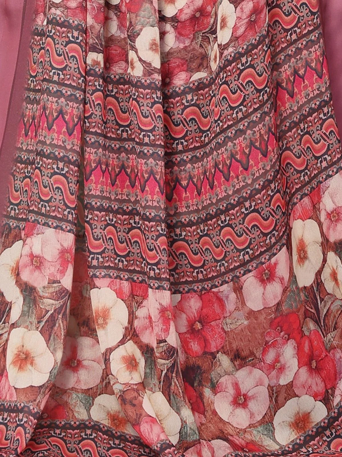 Odette Mauve  Georgette Plain Saree For Women - Image 5