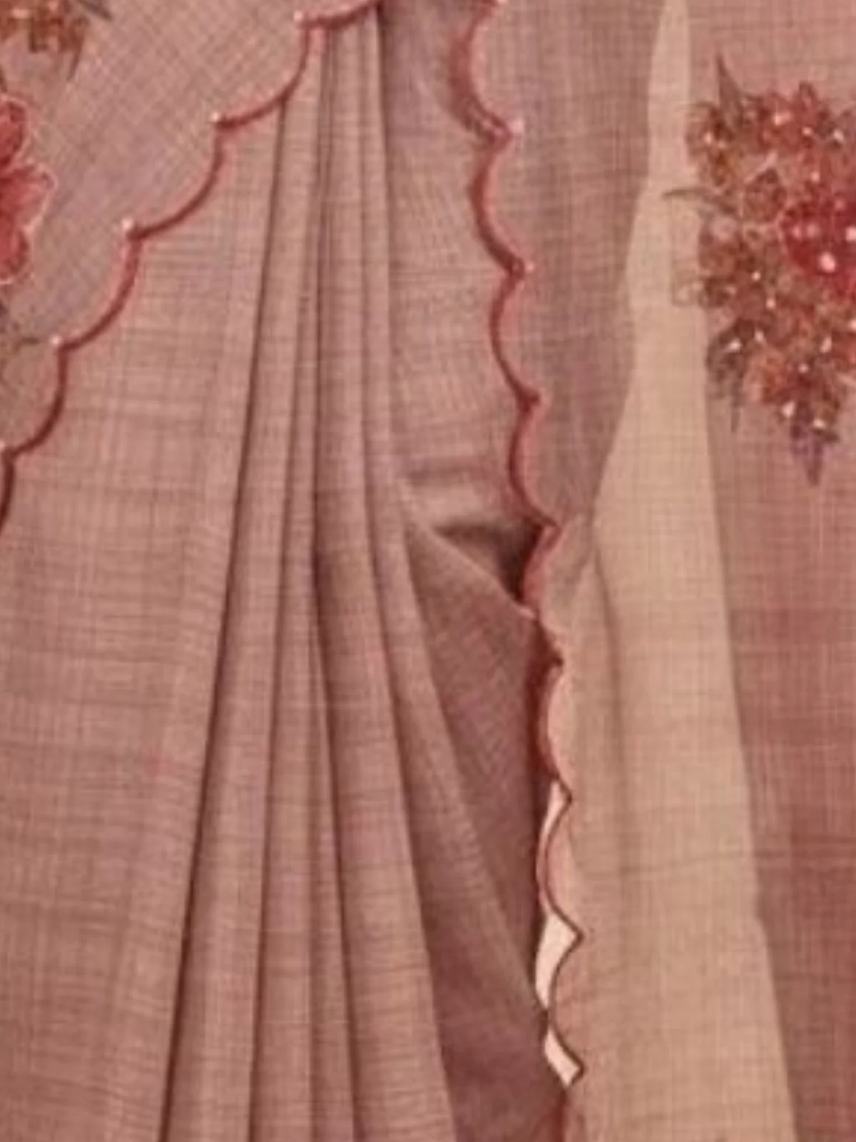Odette Mauve Organza Solid Printed Saree For Women - Image 3