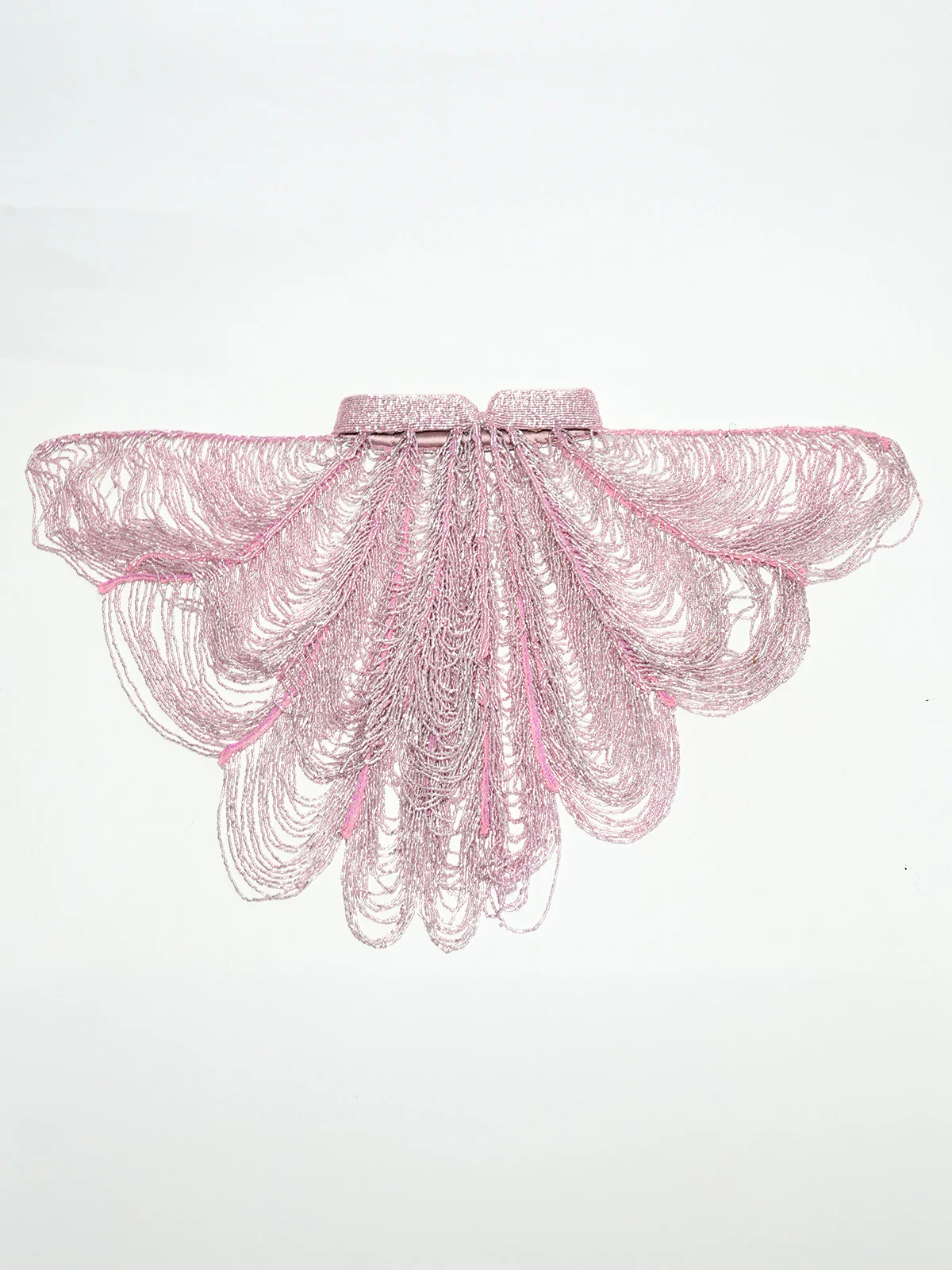 Odette Mauve Pink Soft Net Embellished Cape For Women - Image 3