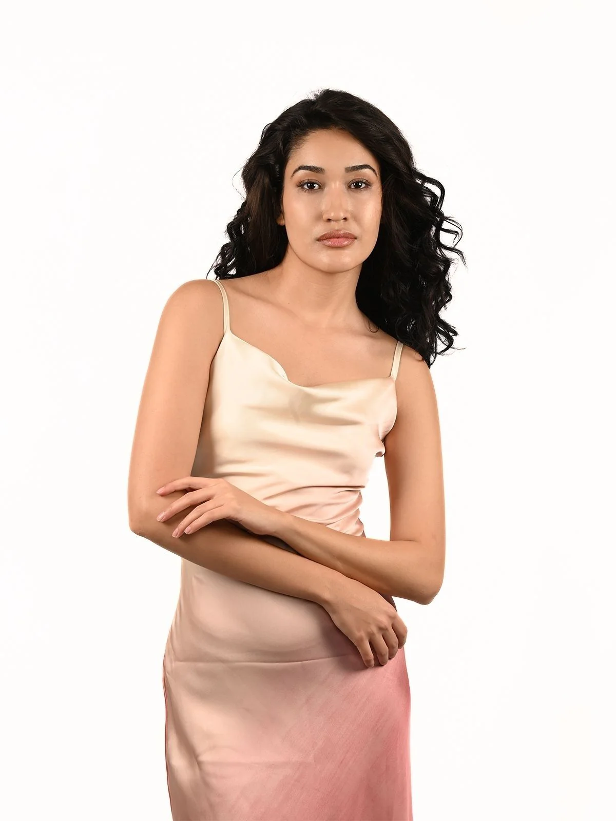 Odette Mauve Satin Ombre Dress For Women - Image 5