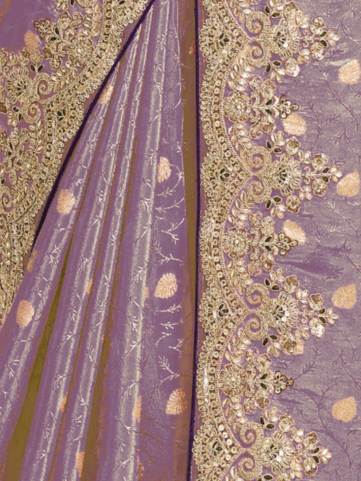Odette Mauve Silk Blend Embroidered Saree For Women - Image 4